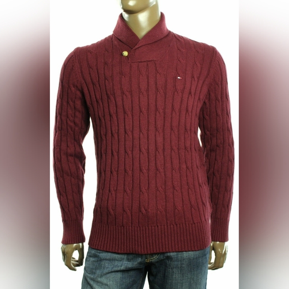 Tommy Hilfiger Maroon Cable Knit Sweater - Picture 2 of 7